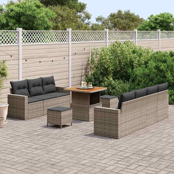 vidaXL Garten-Sofa-Set 10 pcs Grau Poly-Rattan