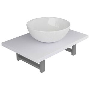 vidaXL 2-tlg. Badm&ouml;bel-Set Keramik Wei&szlig;