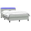 vidaXL Boxspringbett mit Matratze & LED Hellgrau 160x210 cm Samt