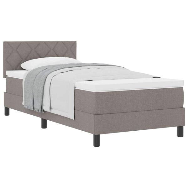 vidaXL Boxspringbett mit Matratze mit Kopfteil Taupe 90 x 200 cm Stoff