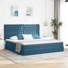 vidaXL Bett mit Stauraum und LED mit LED Dunkelblau 200 x 200 cm Samt