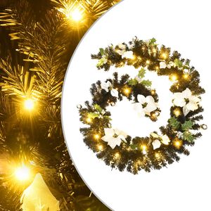 vidaXL Weihnachtsgirlande mit LED-Lichtern Schwarz 2,7 m PVC