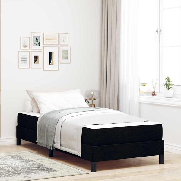 vidaXL Boxspringbett mit Matratze Schwarz 100 x 200 cm Stoff