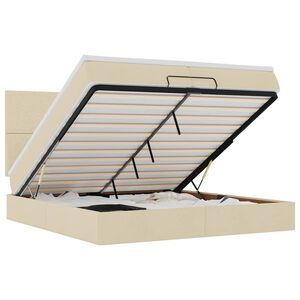 vidaXL Ottoman-Bett mit Matratzen Creme 200x200 cm Stoff