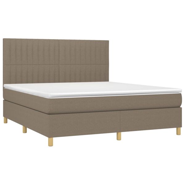 vidaXL Boxspringbett mit Matratze Taupe 180x200 cm Stoff