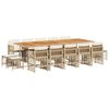 vidaXL 15-tlg. Garten-Essgruppe mit Kissen Beige Poly Rattan