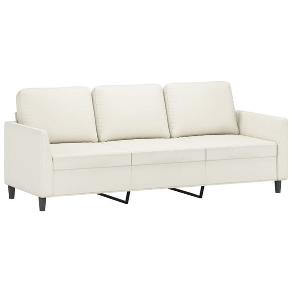 vidaXL 3-Sitzer-Sofa Creme 180 cm Kunstleder