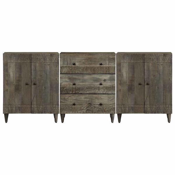 vidaXL 3-tlg. Sideboards Hellgrau 60x33,5x75 cm Massivholz Mango