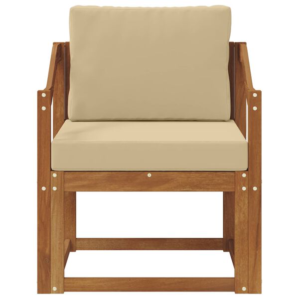 vidaXL Outdoor-Sofa Massives Akazienholz und Polyester Natur