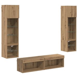 vidaXL TV-Wandm&ouml;bel Wandmontiert 6 pcs Artisan-Eiche Holzwerkstoff
