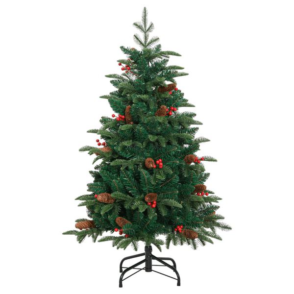 vidaXL Künstlicher Weihnachtsbaum Klappbar mit Zapfen & Beeren 150 cm