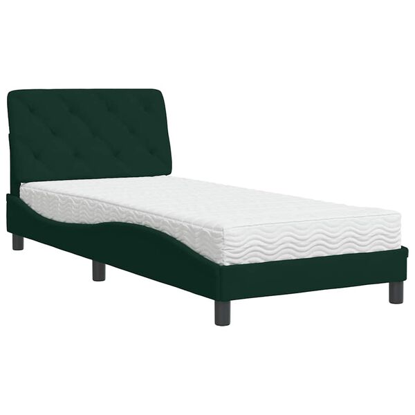 vidaXL Bett mit Matratze Dunkelgr&uuml;n 90x200 cm Samt