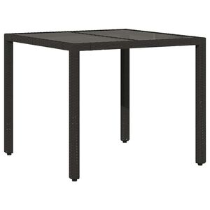 vidaXL Gartentisch mit Glasplatte Schwarz 90x90x75 cm Poly Rattan