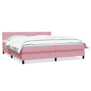 vidaXL Boxspringbett mit Matratze Rosa 180x210 cm Samt