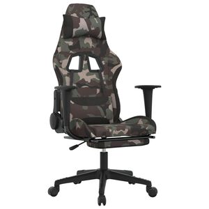 vidaXL Gaming-Stuhl mit Fu&szlig;st&uuml;tze Tarnfarben und Schwarz Stoff