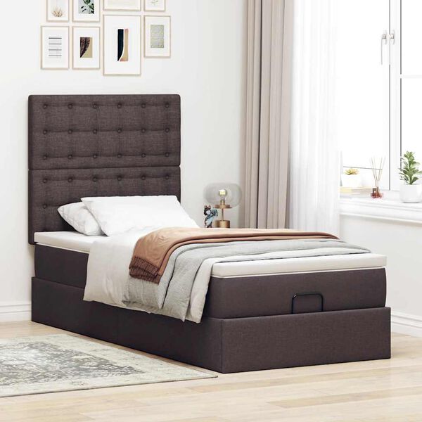 vidaXL Ottoman-Bett mit Matratze Dunkelbraun 80x200 cm Stoff