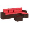 vidaXL 6-teiliges Gartensofa-Set mit Kissen, braun, Polyrattan