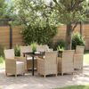 vidaXL Garten Essgruppe 7 pcs Beige Poly-Rattan