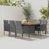 vidaXL 7-tlg. Garten-Essgruppe Poly Rattan Grau
