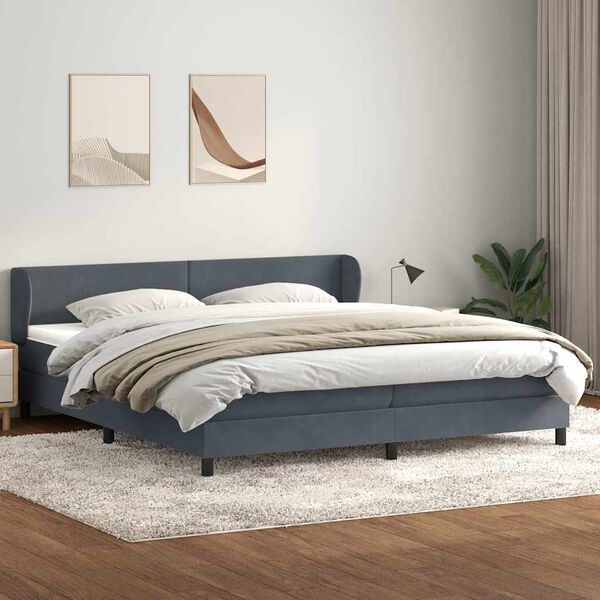 vidaXL Boxspringbett mit Matratzen Dunkelgrau 180x210 cm Samt