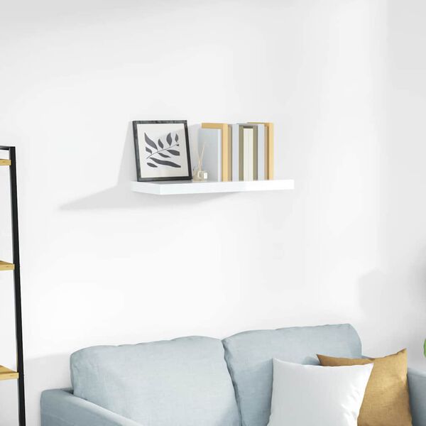 vidaXL Schweberegal Hochglanz-Wei&szlig; 60x23,5x3,8 cm MDF