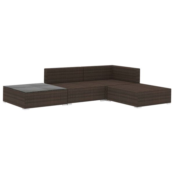 vidaXL 4-tlg. Garten-Lounge-Set mit Auflagen Poly Rattan Braun
