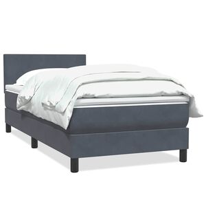 vidaXL Boxspringbett mit Matratze Dunkelgrau 90x210 cm Samt