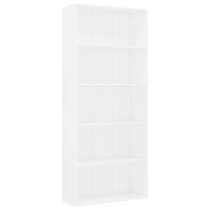 vidaXL B&uuml;cherregal 5 F&auml;cher Wei&szlig; 80x30x189 cm Holzwerkstoff