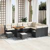 vidaXL Garten-Sofa-Set mit Kissen 12 pcs Schwarz Poly Rattan