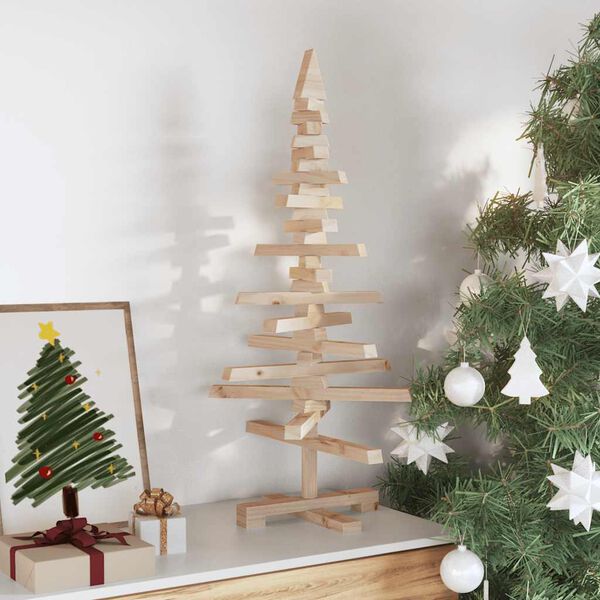 vidaXL Weihnachtsbaum Holz zum Schmücken 90 cm Massivholz Kiefer