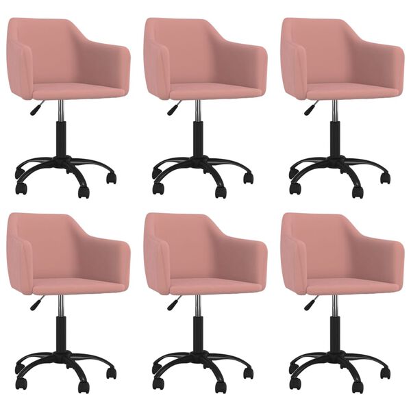 vidaXL Esszimmerst&uuml;hle 6 Stk. Drehbar Rosa Samt