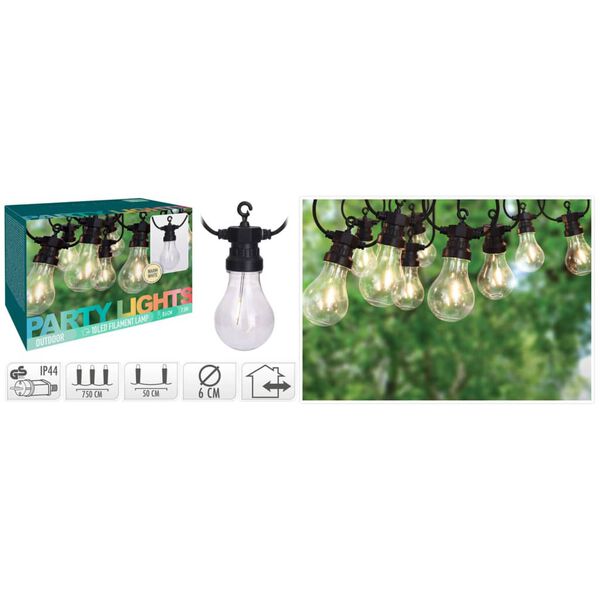 ProGarden LED Garten-Lichterkette 10 Lampen 24 V