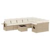 vidaXL 10-tlg. Garten-Sofagarnitur mit Kissen Beige Poly Rattan