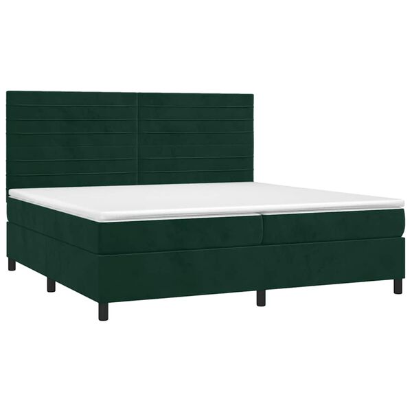 vidaXL Boxspringbett mit Matratze Dunkelgr&uuml;n 200x200 cm Samt
