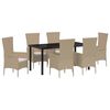 vidaXL Garten Essgruppe 7 stk. Beige Poly-Rattan