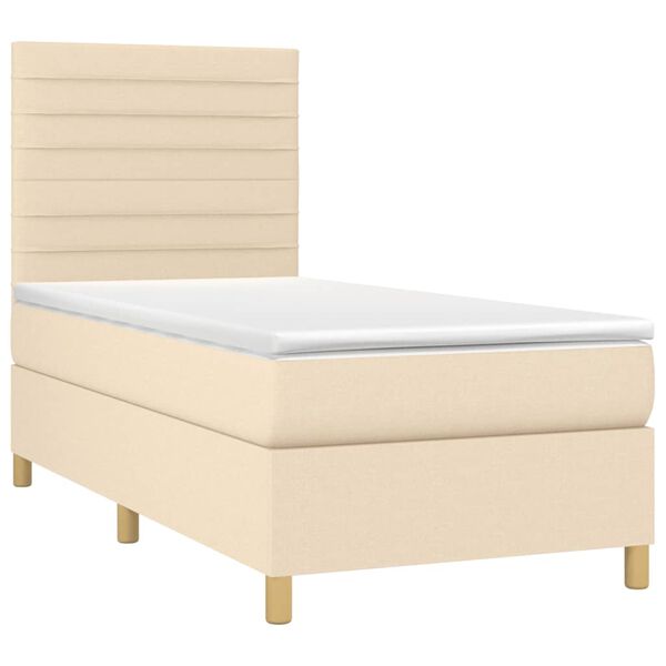 vidaXL Boxspringbett mit Matratze & LED Creme 80x200 cm Stoff