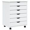 vidaXL Rollschrank mit Schubladen MOSS Wei&szlig; Massivholz Kiefer