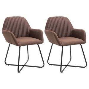 vidaXL Esszimmerst&uuml;hle 2 Stk. Braun Stoff