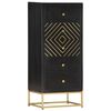 vidaXL Schubladenschrank Schwarz Golden 45x30x105cm Mangoholz