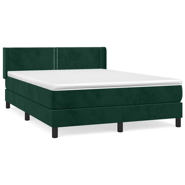 vidaXL Boxspringbett mit Matratze Dunkelgr&uuml;n 140x200 cm Samt