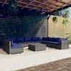 vidaXL 11-tlg. Garten-Lounge-Set mit Kissen Grau Poly Rattan