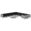 vidaXL 11-tlg. Garten-Lounge-Set mit Kissen Poly Rattan Dunkelgrau