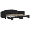 vidaXL Tagesbett Ausziehbar Schwarz 90x190 cm Stoff