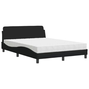 vidaXL Bett mit Matratze "Dover" Schwarz 140x200 cm Stoff