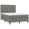 vidaXL Boxspringbett mit Matratze & LED Dunkelgrau 140x200 cm Stoff