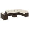vidaXL 11-tlg. Garten-Sofagarnitur mit Kissen Braun Poly Rattan