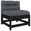 vidaXL Mittelsofas mit Kissen 2 Stk. Schwarz Massivholz Kiefer