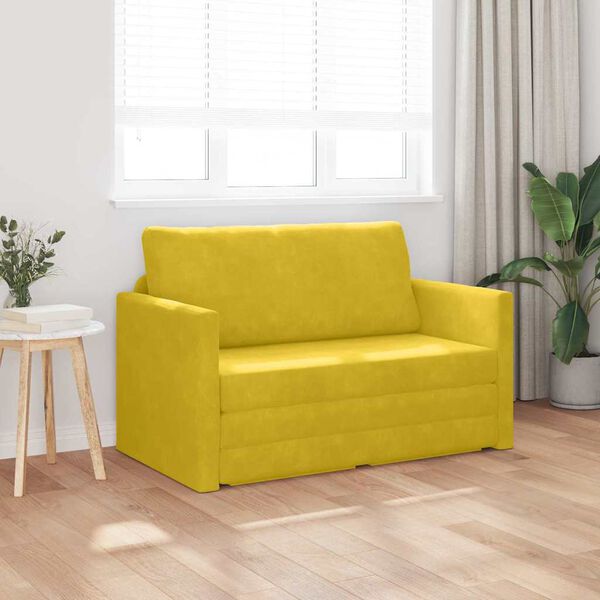 vidaXL Schlafsofa 110cm Sonnenblumen Gelb Samt