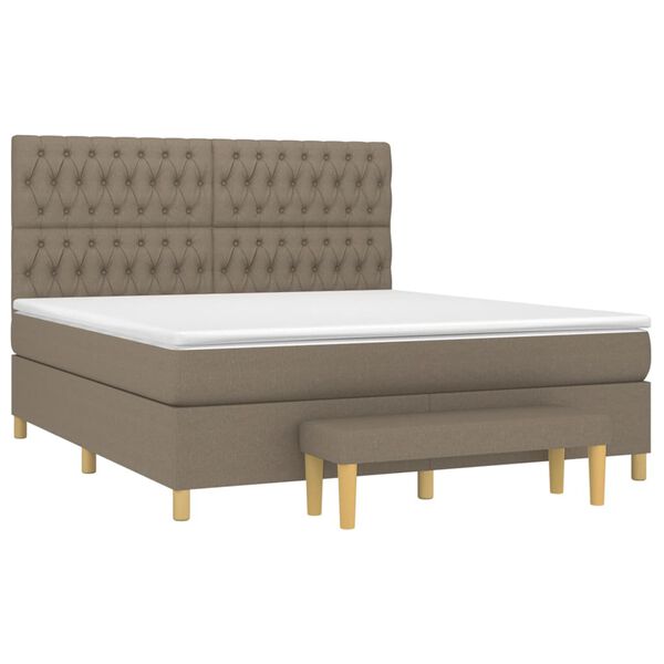 vidaXL Boxspringbett mit Matratze Taupe 180x200 cm Stoff
