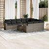 vidaXL 11-tlg. Garten-Sofagarnitur mit Kissen Grau Poly Rattan